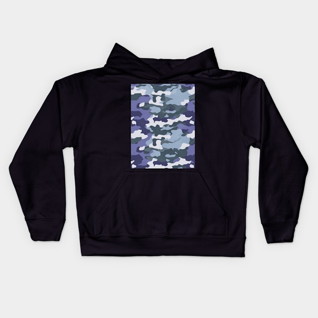 BLUE AND SOFT PURPLE CAMO DESIGN Kids Hoodie by ZARBIT